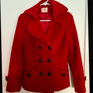 Red pea coat